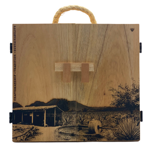 Maguey Malate Mezcal Signature Wooden Box with rope handle